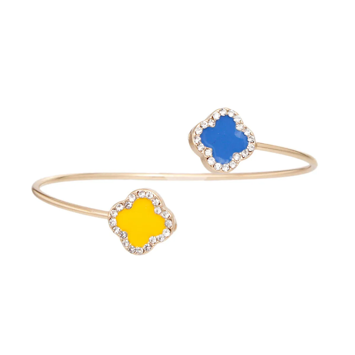 Sigma Gamma Rho SGRHO Sorority Blue Gold Stone Clover Open Bangle