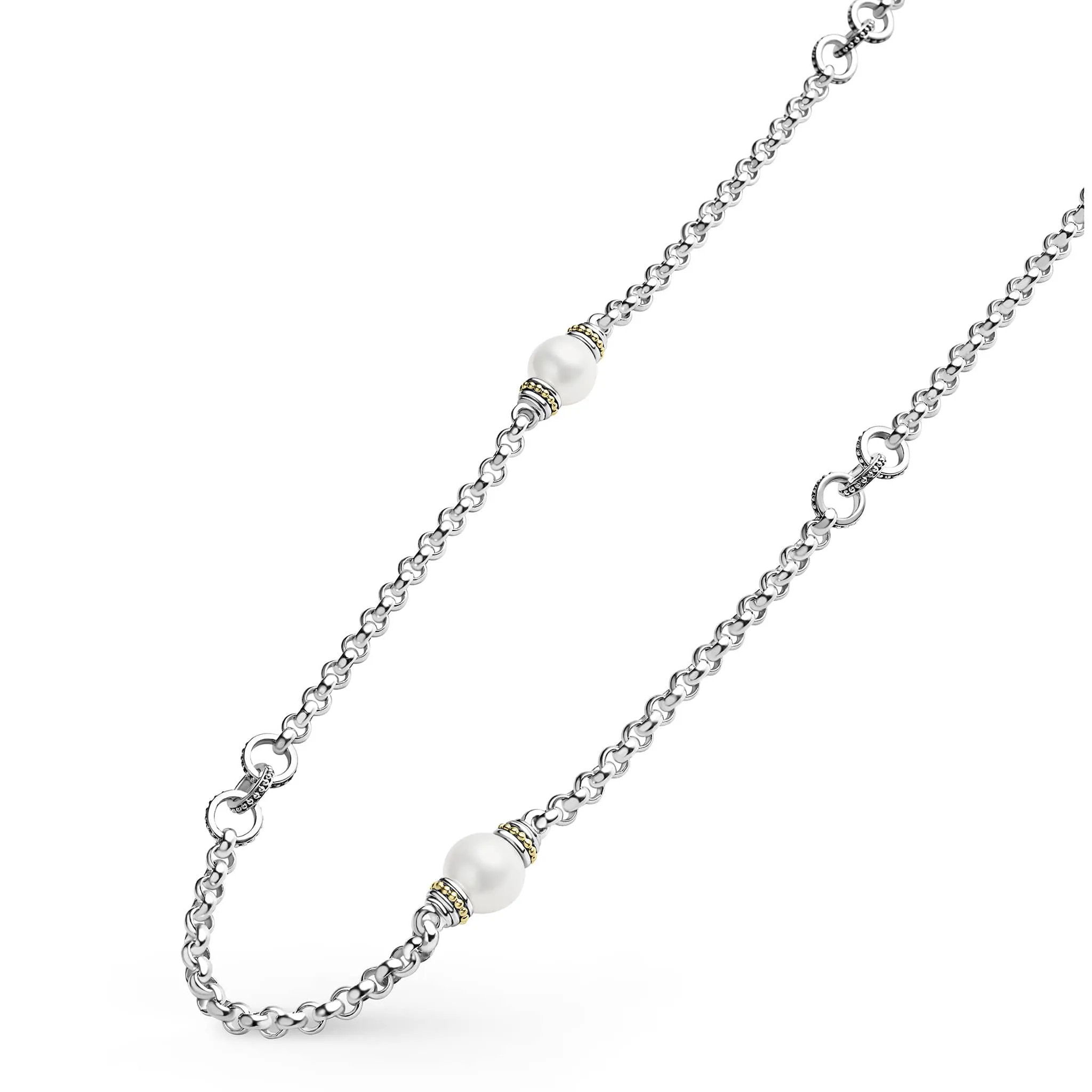 Signature Caviar Five Pearl Link Necklace