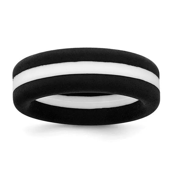 Silicone Black with Grey Line Center 7.5mm Flat Band Size