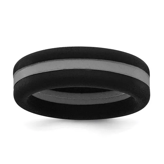 Silicone Black with Grey Line Center 7.5mm Flat Band Size