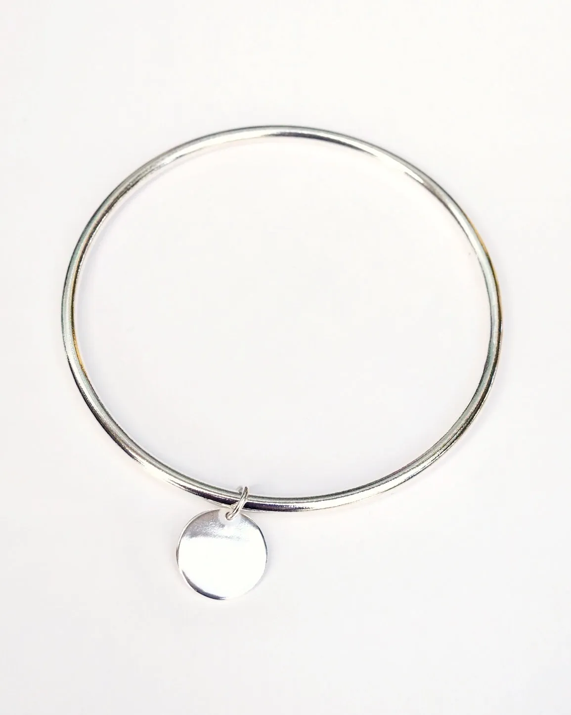 Silver Bangle with Circle Charm