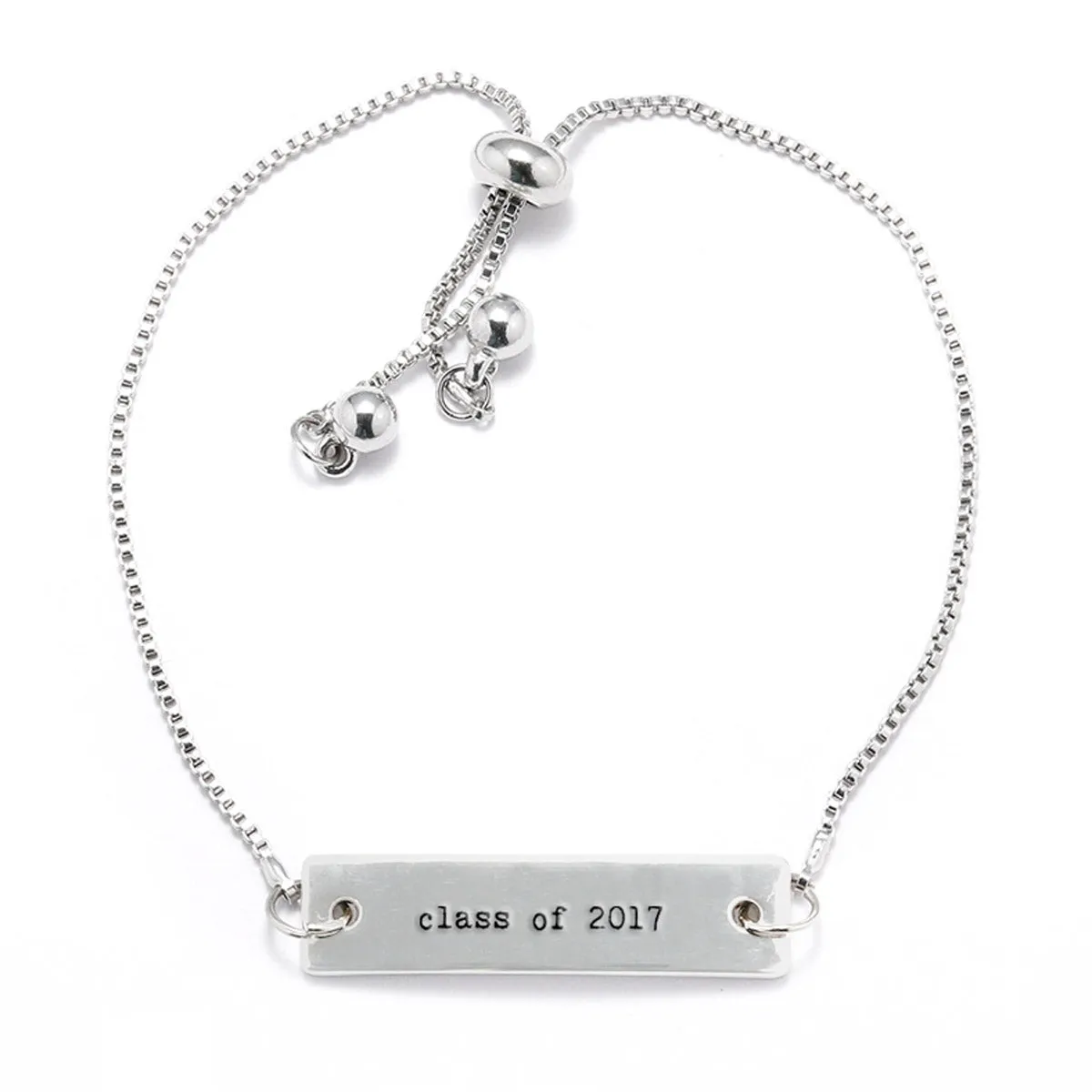 Silver Class of 2017 Adjustable Bar Bracelet