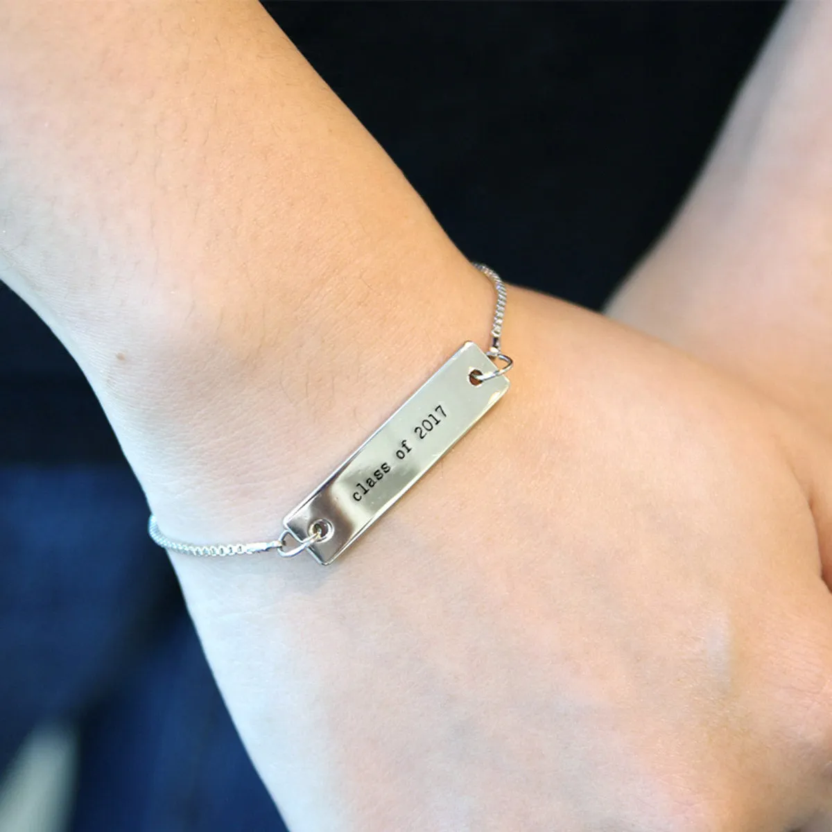 Silver Class of 2017 Adjustable Bar Bracelet