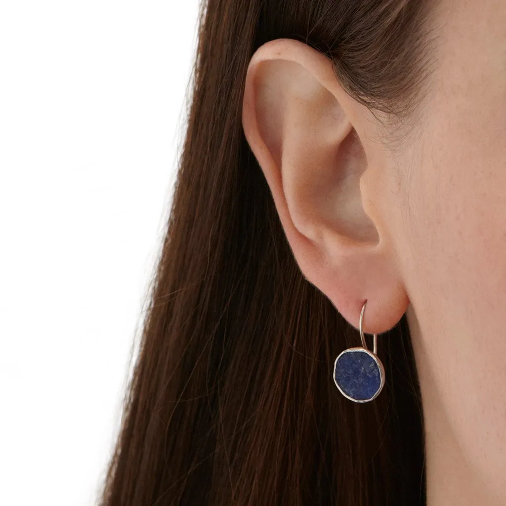 Silver Lapis Lazuli Drop Earrings - Afghanistan