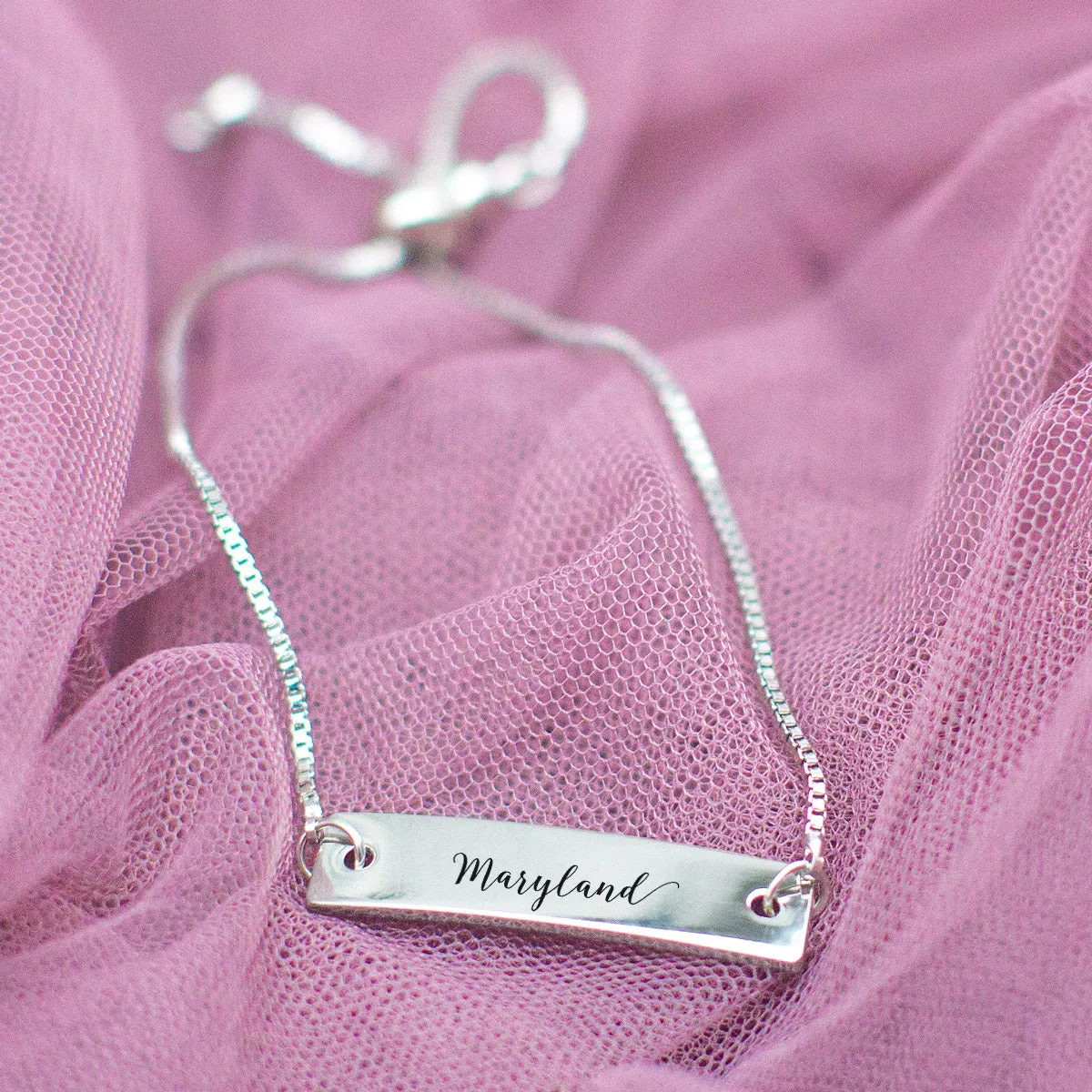 Silver Maryland Adjustable Bar Bracelet