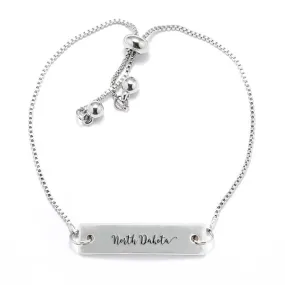 Silver North Dakota Adjustable Bar Bracelet