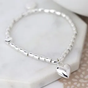 Silver Plated Puff Heart Bracelet