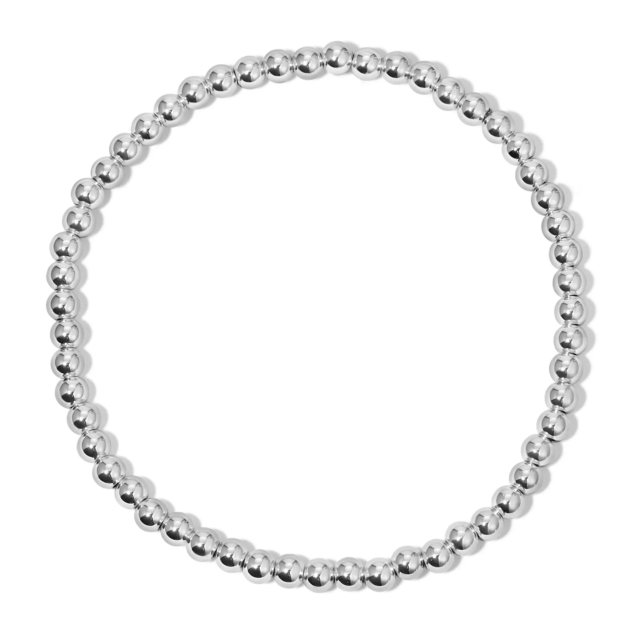 Silver Round Bead Bracelet -4mm