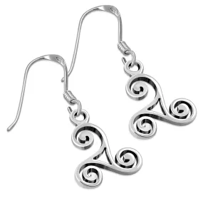 Silver Small Celtic Triskele Triple Spiral Earrings