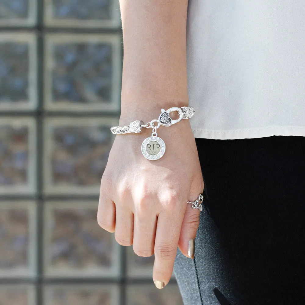 Silver Tomb Stone Circle Charm Braided Bracelet