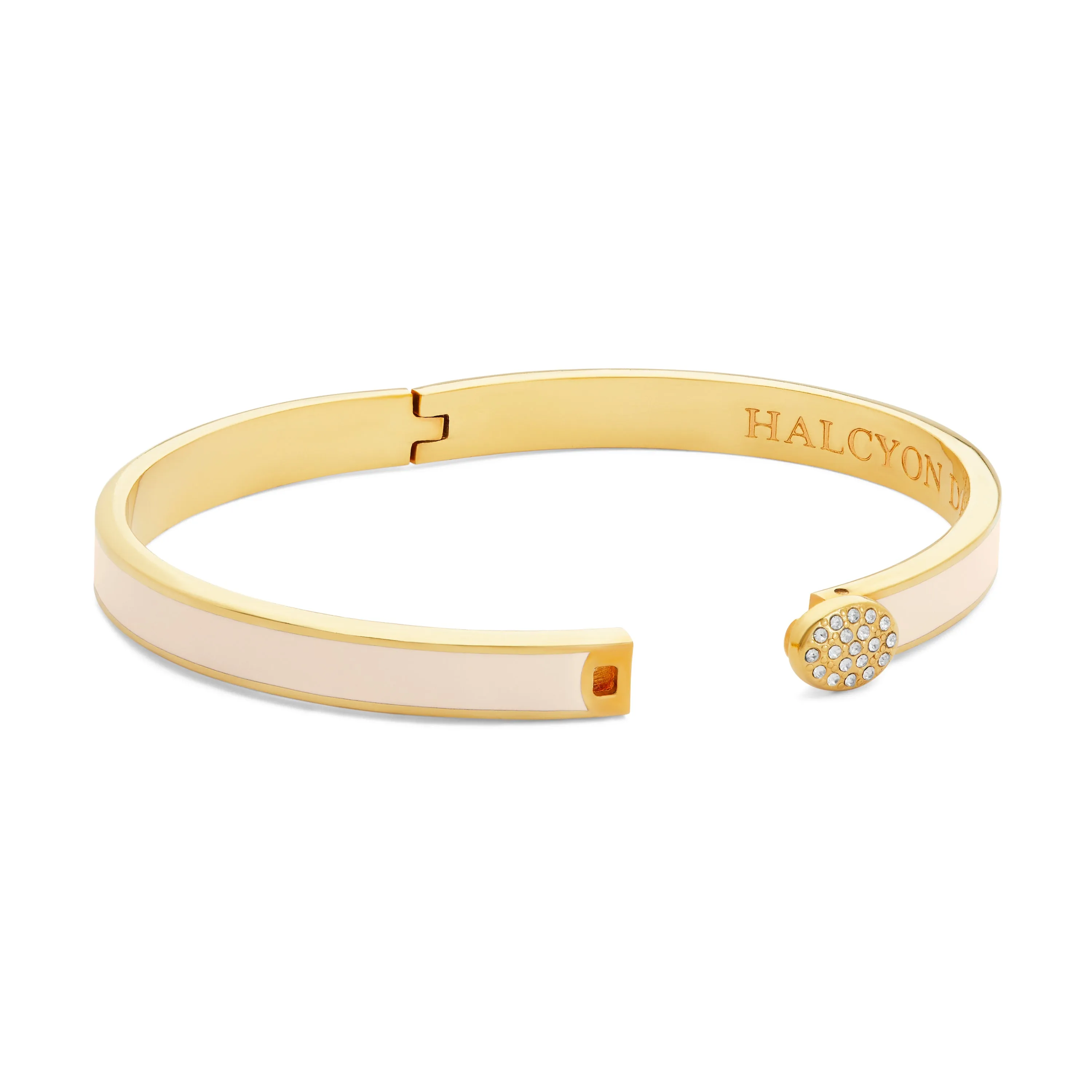 Skinny Pave Button Cream & Gold Bangle