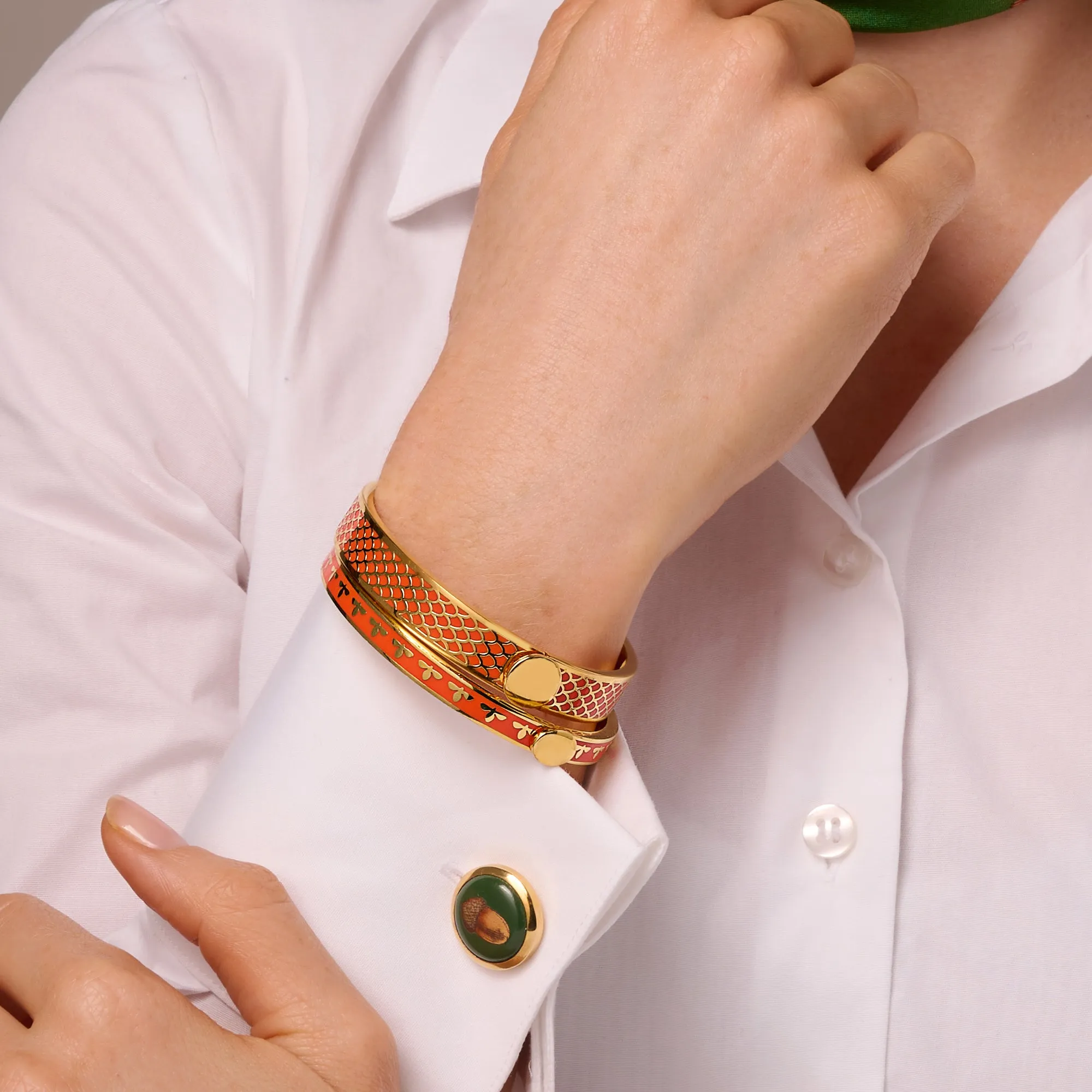 Skinny Salamander Orange & Gold Bangle