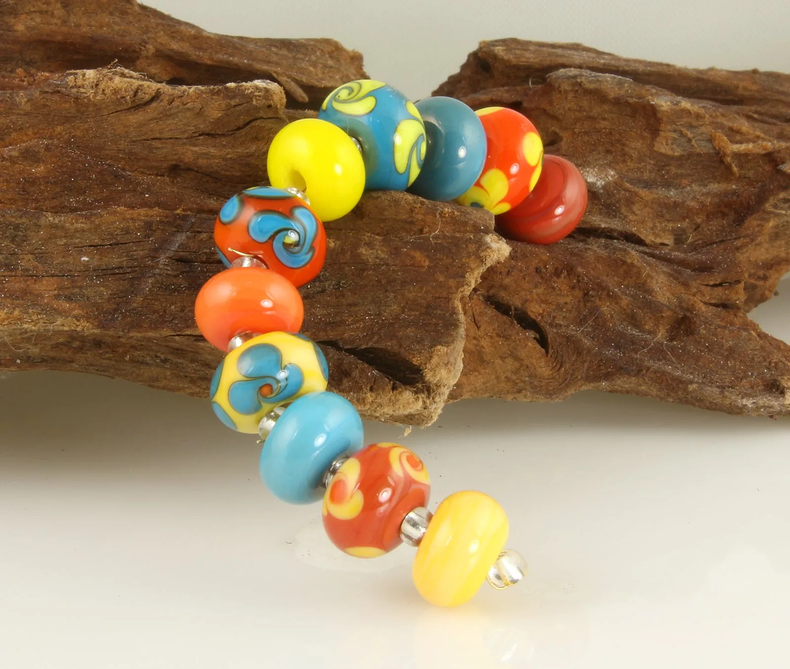 Southwest Floral Lampwork Glass Beads SRA