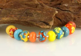 Southwest Floral Lampwork Glass Beads SRA