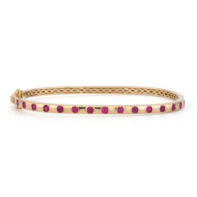 Sparkling Sea Ruby and Diamond Rectangular Bangle