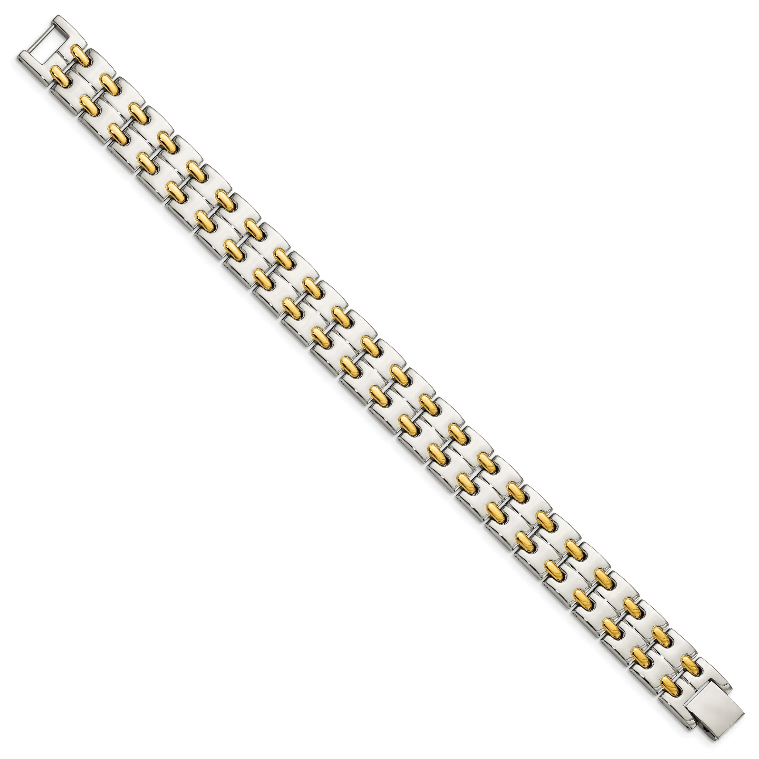 Stainless Steel Gold Plated Fold Over Bracelet