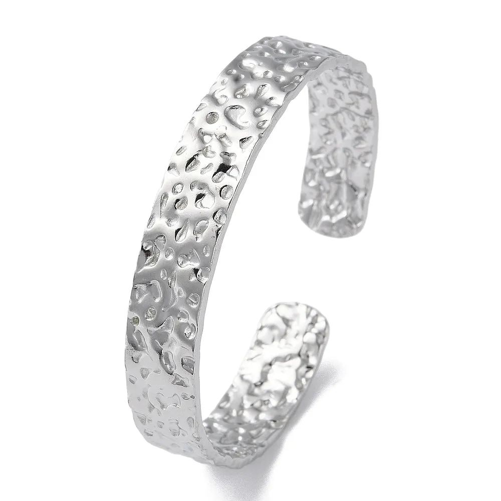 Stainless Steel  Pitted Cuff Bangle