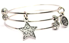 Stars In A Star Triple Style Expandable Bangle Bracelet