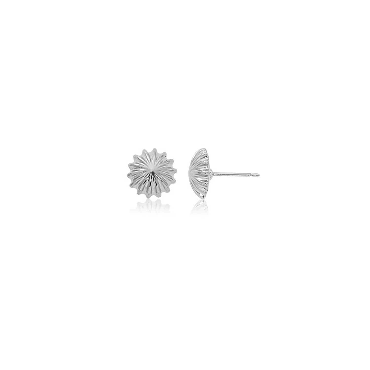 Sterling Silver 10mm Scallop Button Earrings