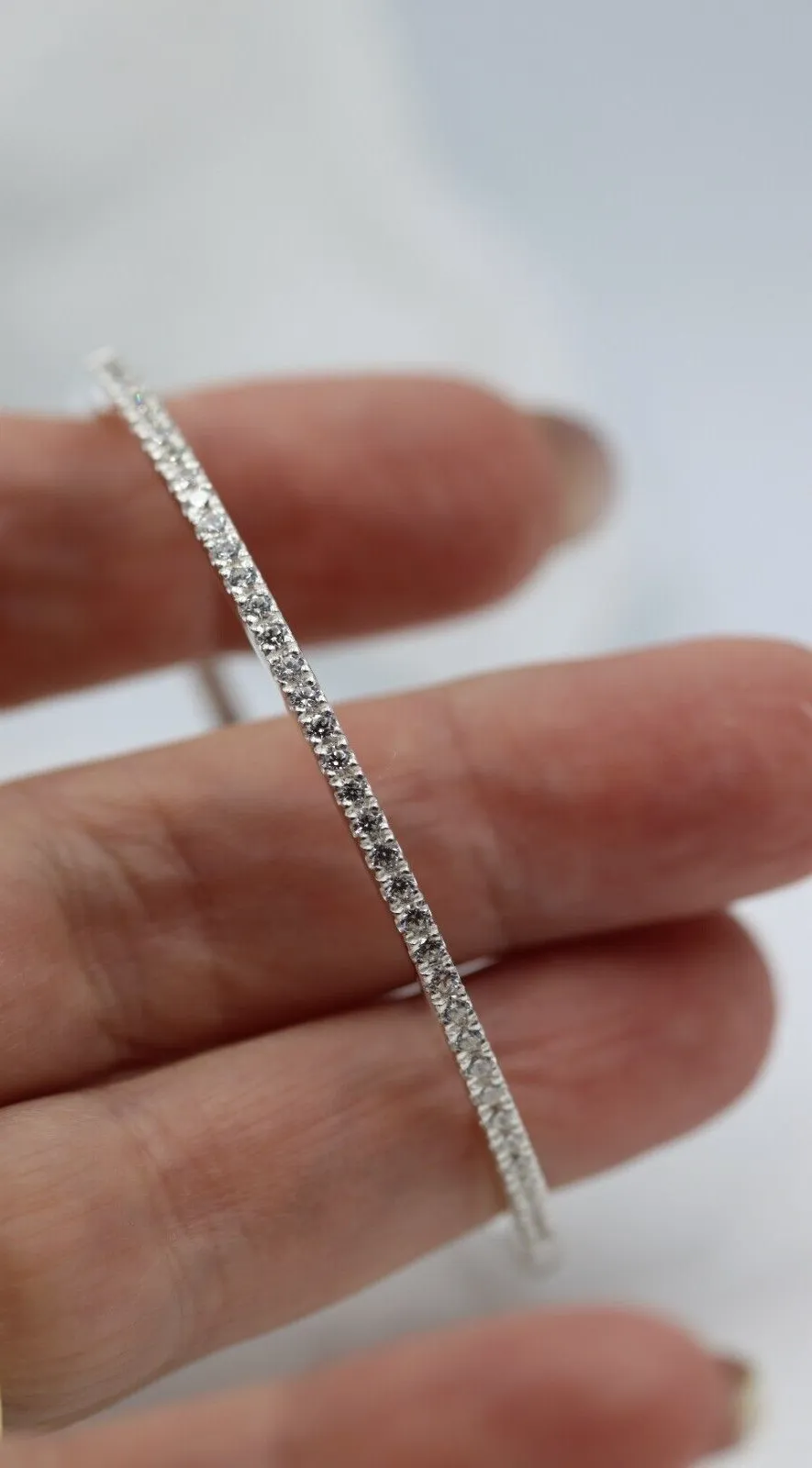 Sterling Silver 2.8mm Cubic Zirconia Bangle 54x48mm inside diameter - Free Post