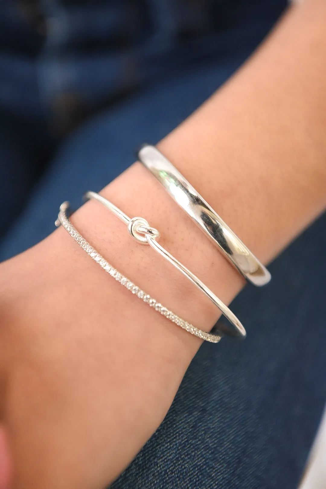 Sterling Silver Love Knot Open Bangle