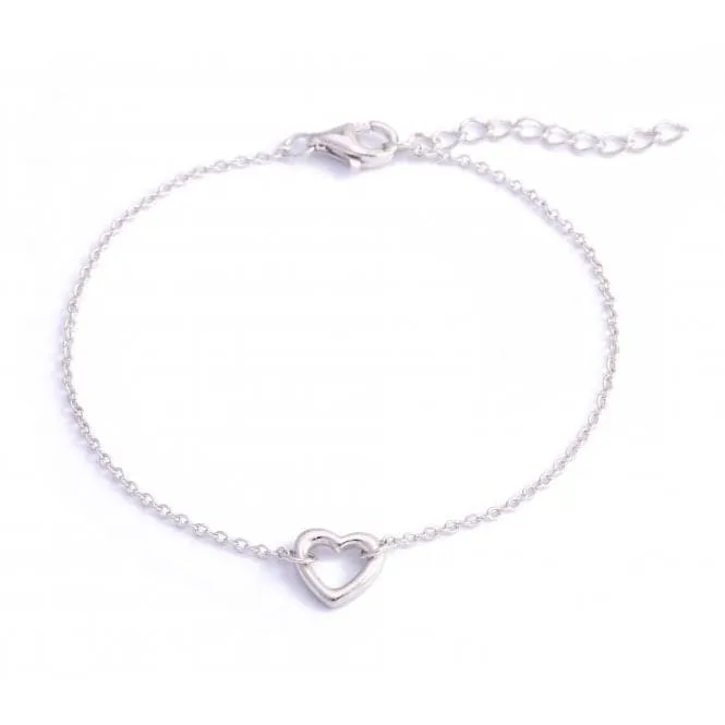 Sterling Silver Rhodium Plated Heart Bracelet ERLB005