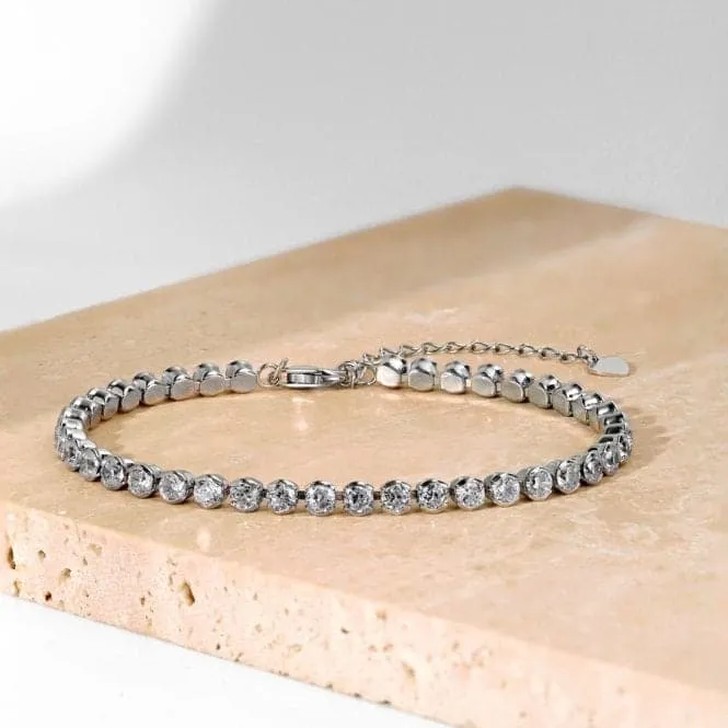 Sterling Silver Rhodium Plated Zirconia Bracelet ERLB035