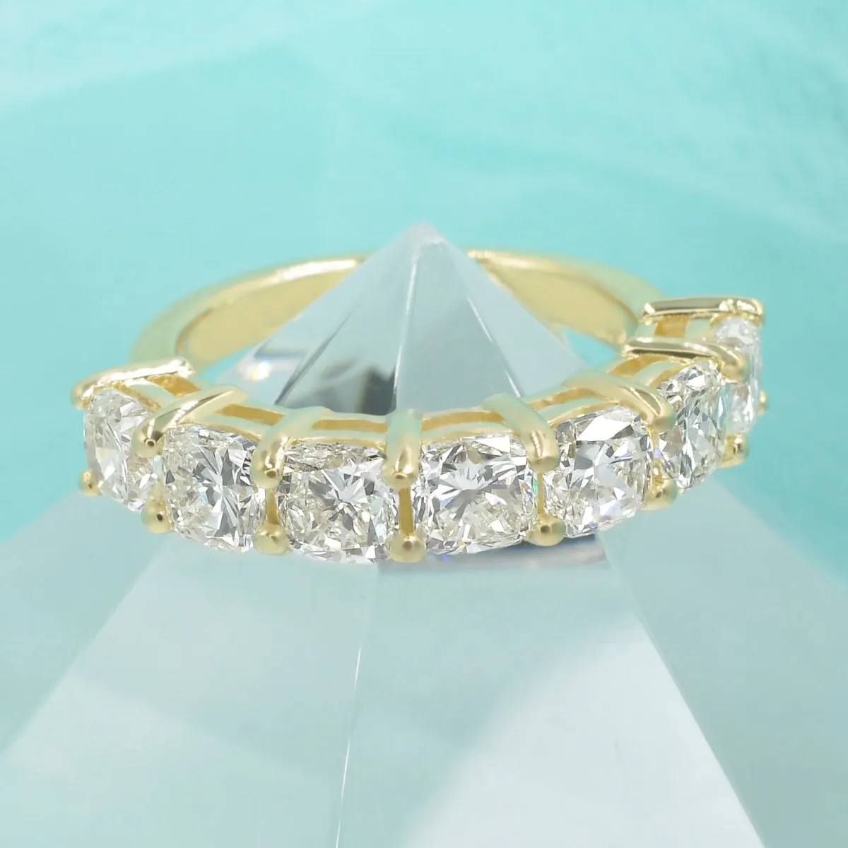 Stunning 3.75CT Cushion Cut Diamond Wedding Ring in 18KT Yellow Gold