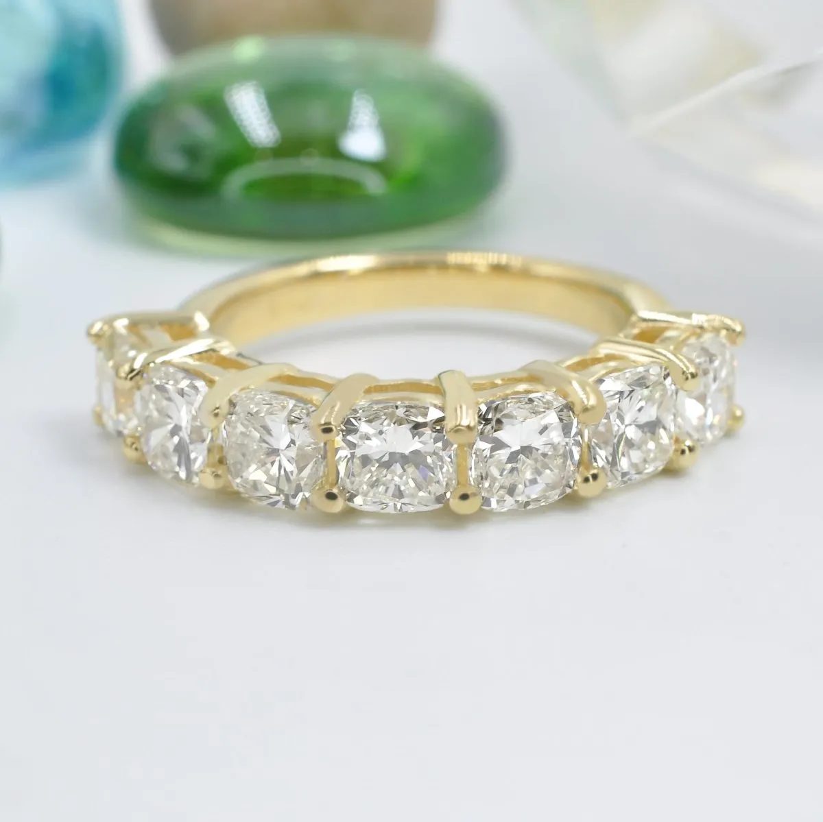 Stunning 3.75CT Cushion Cut Diamond Wedding Ring in 18KT Yellow Gold