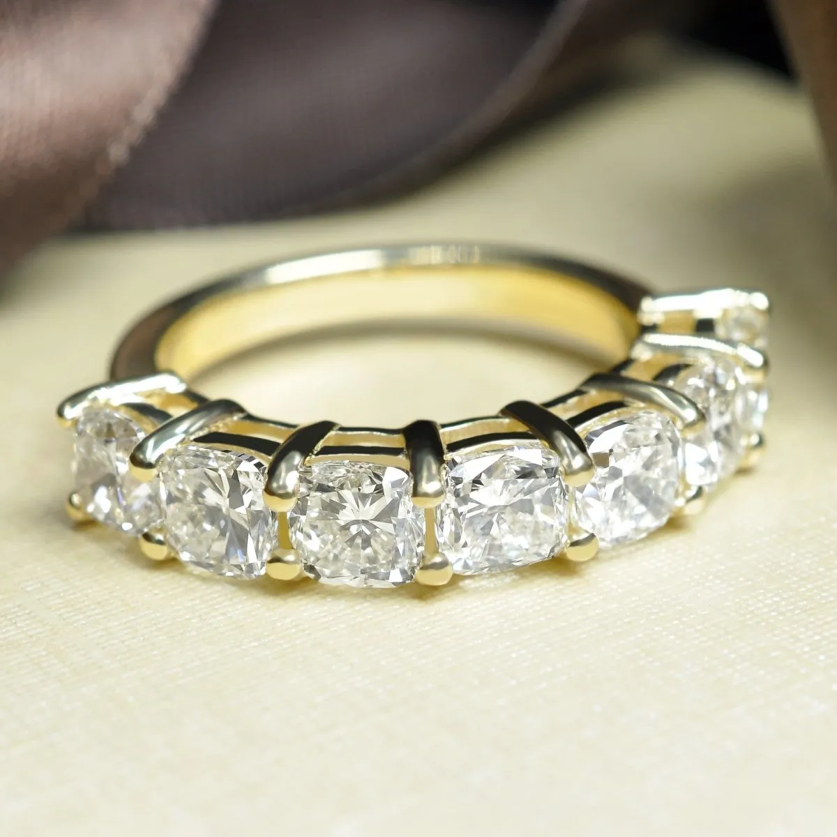 Stunning 3.75CT Cushion Cut Diamond Wedding Ring in 18KT Yellow Gold