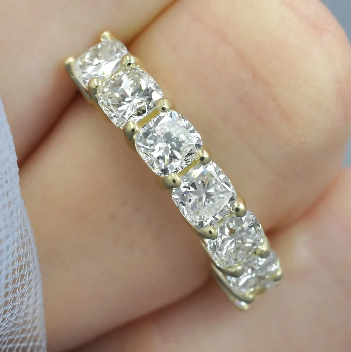 Stunning 3.75CT Cushion Cut Diamond Wedding Ring in 18KT Yellow Gold