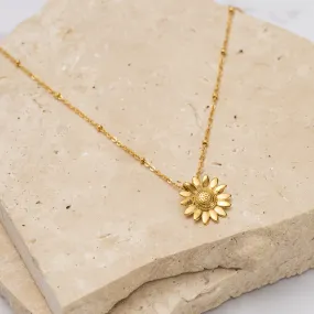 Sunflower 18k gold plated mini necklace