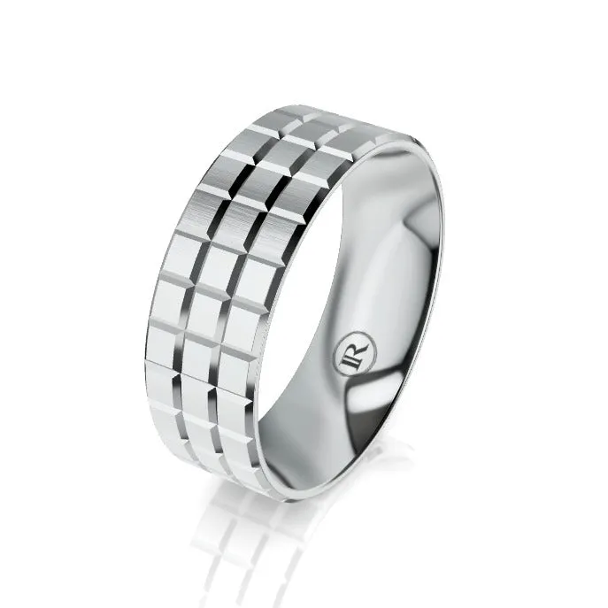 The Aspen Platinum Notched Wedding Ring