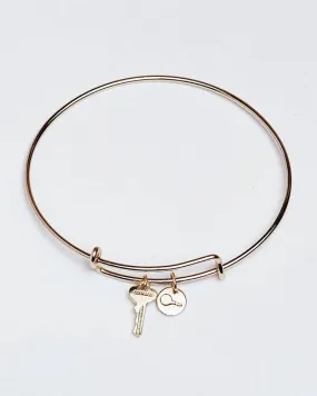 The Giving Keys Courage Petite Key Bangle Bracelet - Gold