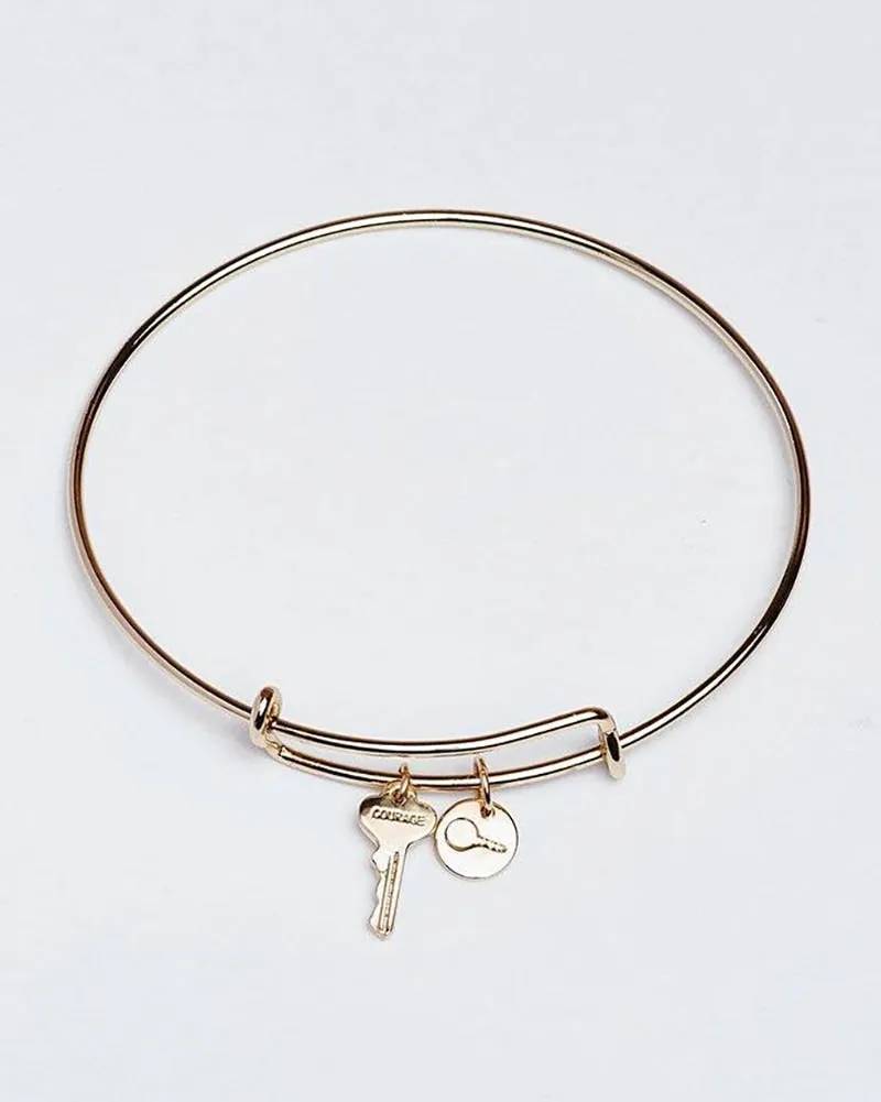 The Giving Keys Courage Petite Key Bangle Bracelet - Gold