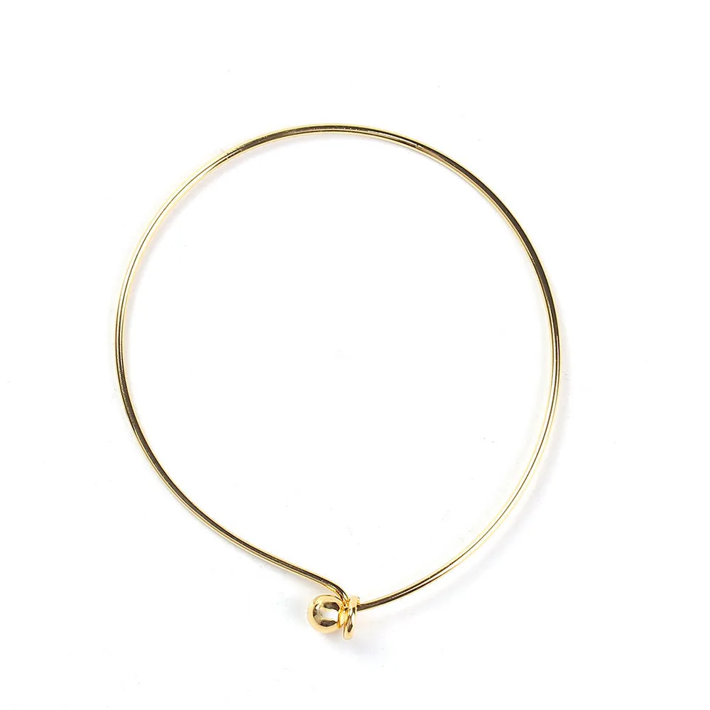 Thin Adjustable Bangle - Screw Ball - 60mm - 1.4mm - Choose Your Tone!