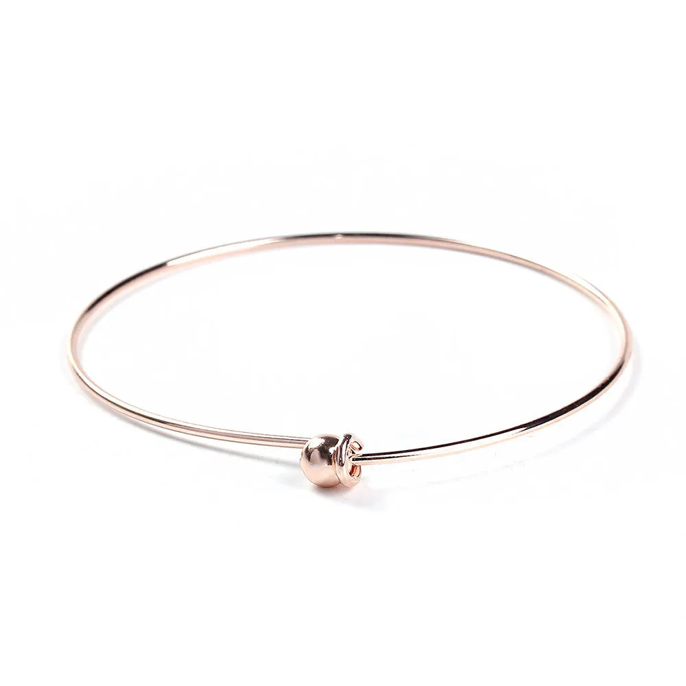 Thin Adjustable Bangle - Screw Ball - 60mm - 1.4mm - Choose Your Tone!