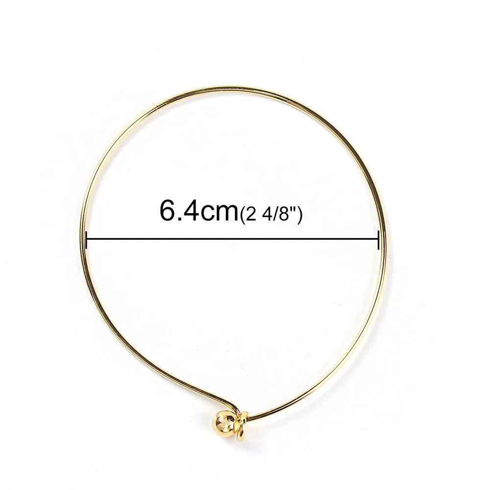 Thin Adjustable Bangle - Screw Ball - 60mm - 1.4mm - Choose Your Tone!