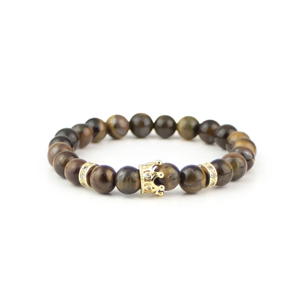 Tiger Eye Crown Beaded Bracelet