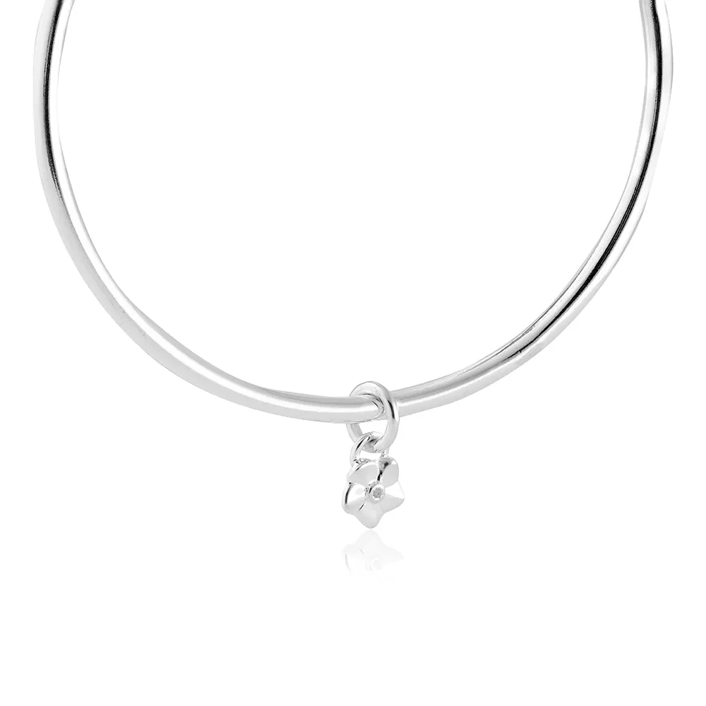 Tiny Forget-Me-Not Silver Charm Bangle