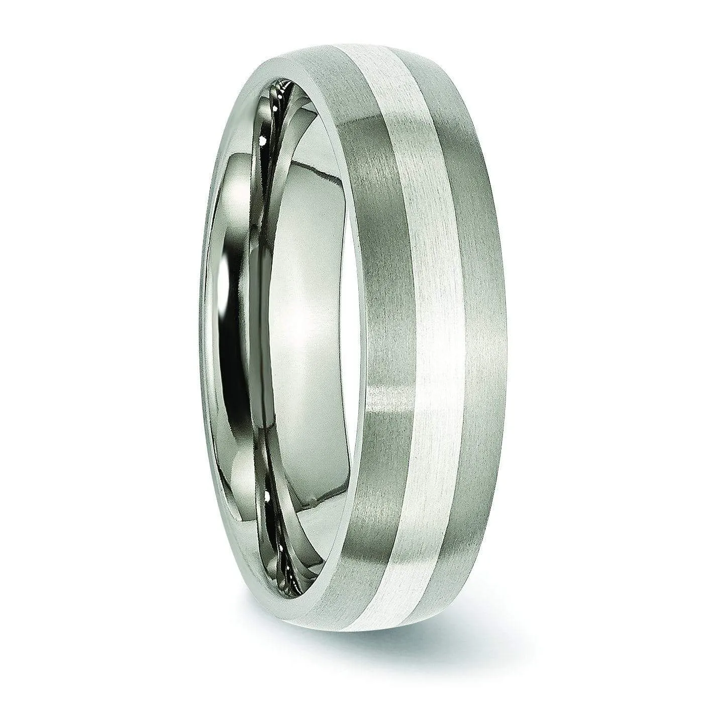 Titanium and Silver Wedding Band Matte Finish in 6mm