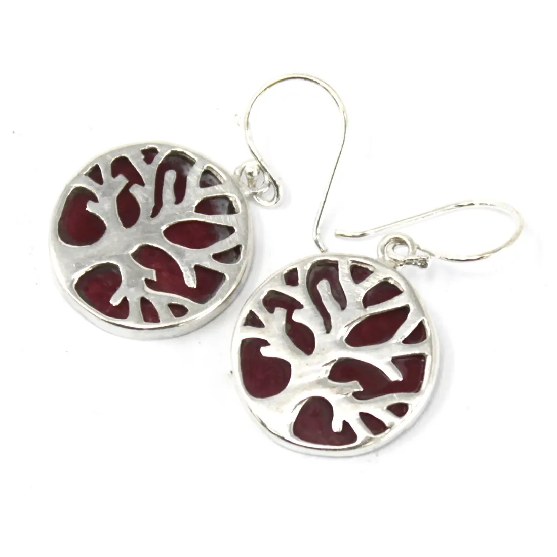 Tree of Life Silver Earrings 15mm - Coral Effect | Elegant and Unique Jewelry