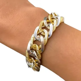 Two Tone Chunky Bangle Bracelet