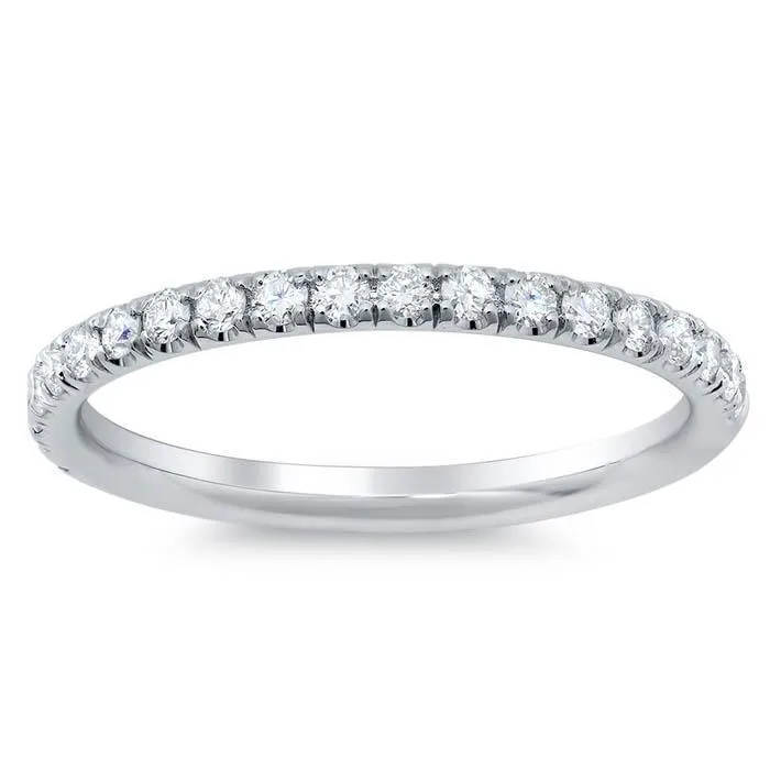 U Pave Moissanite Wedding Ring 2mm, 0.40cttw