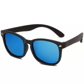 Ultra Flexible Polarised Sunglasses - Black with Mirror Blue