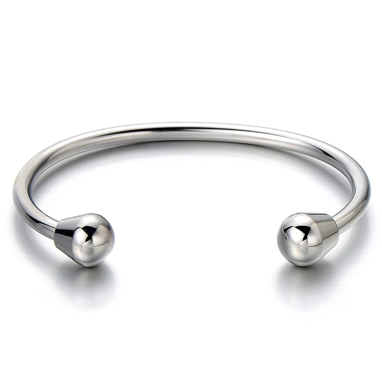 Unisex Elastic Adjustable Stainless Steel Bangle Bracelet for Men and Women Polished