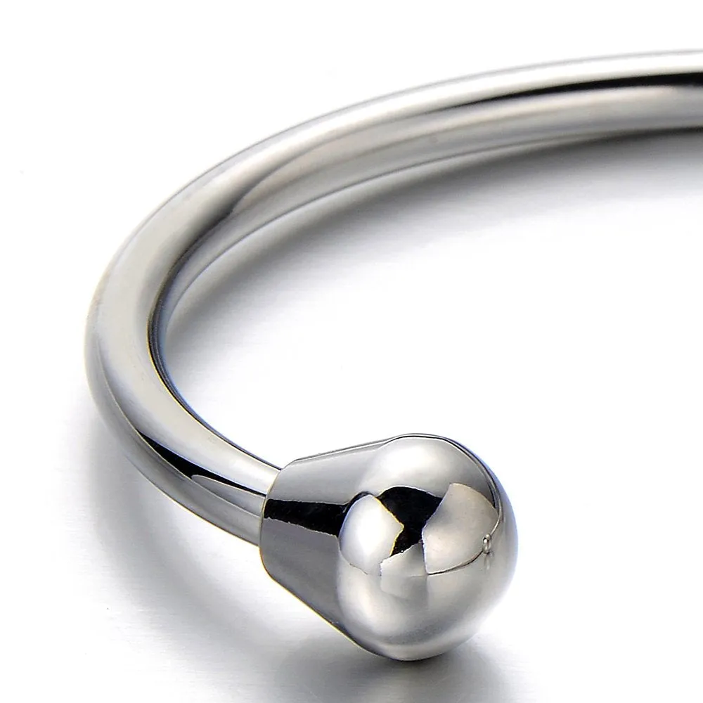 Unisex Elastic Adjustable Stainless Steel Bangle Bracelet for Men and Women Polished