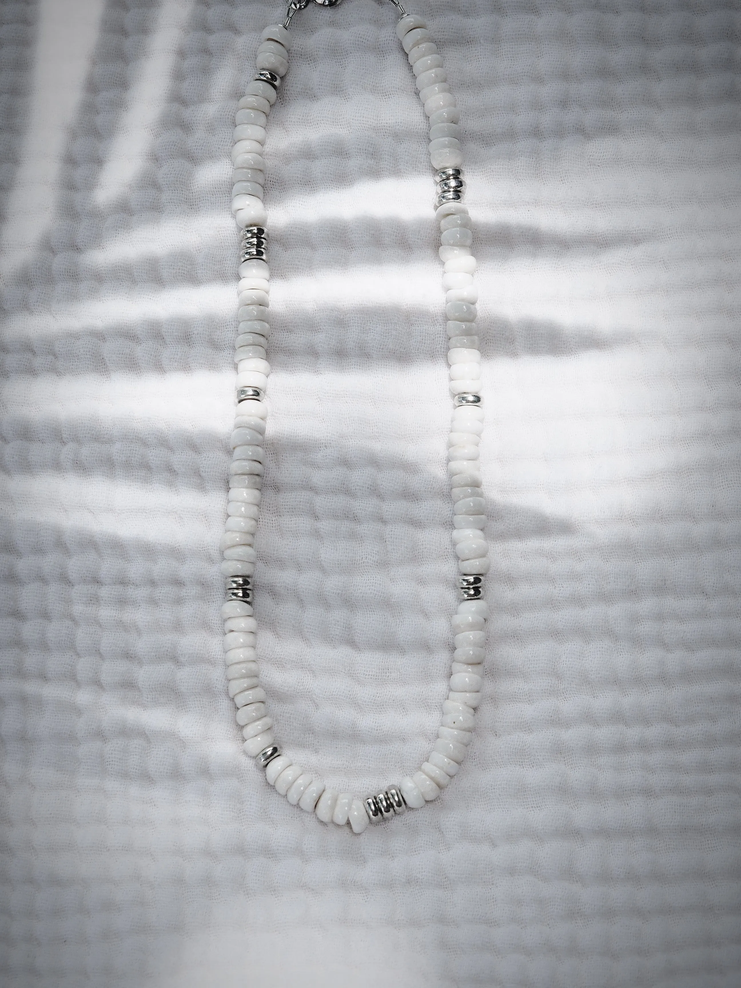 Unisex Silver Puka Shell Necklace - Ikaika