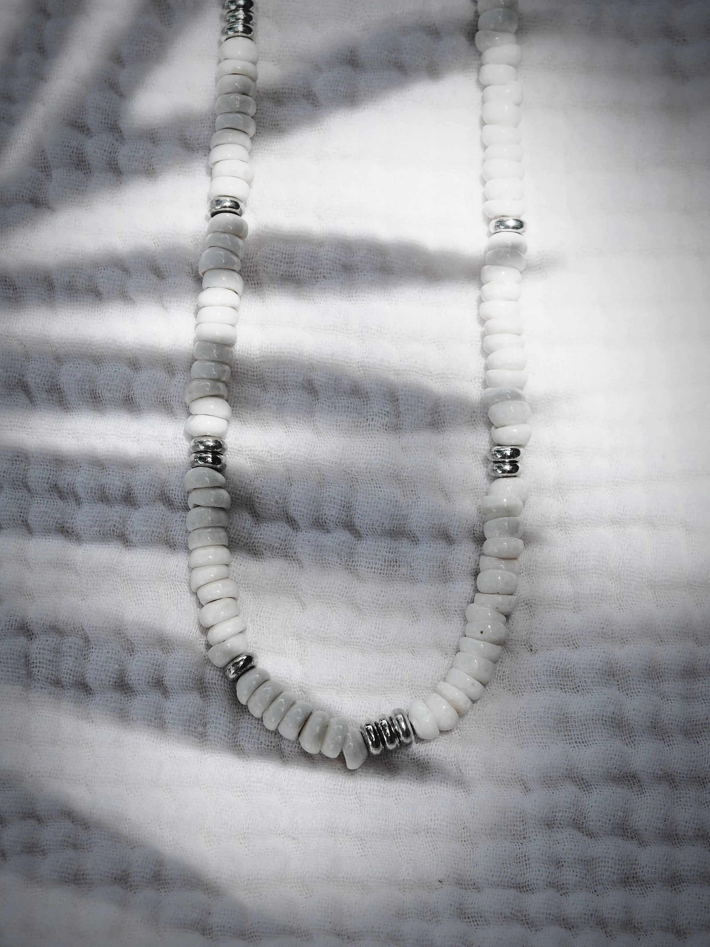 Unisex Silver Puka Shell Necklace - Ikaika