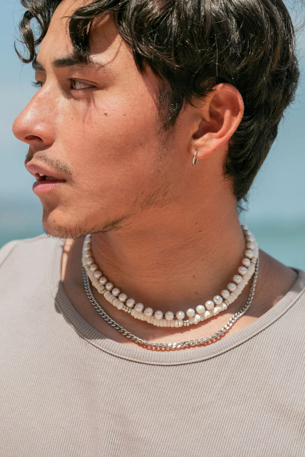 Unisex Silver Puka Shell Necklace - Ikaika